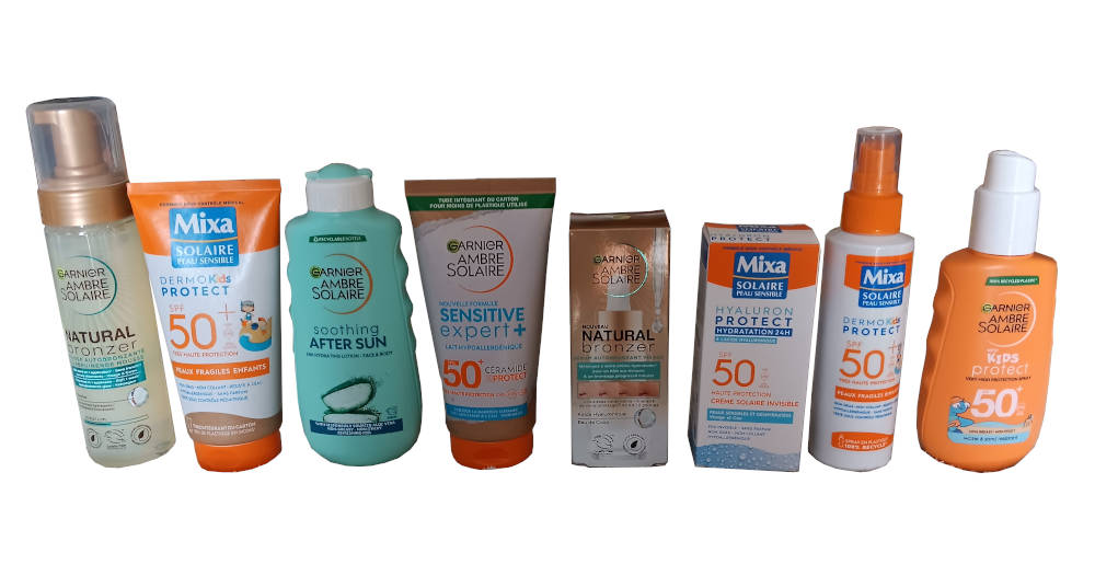 Présentation des crèmes solaires Garnier proposées par la société d'import export Castiel Import